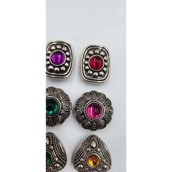 Vintage Faux Jeweled Silver Tone Button Covers Set of 6 - Picture 4 of 5